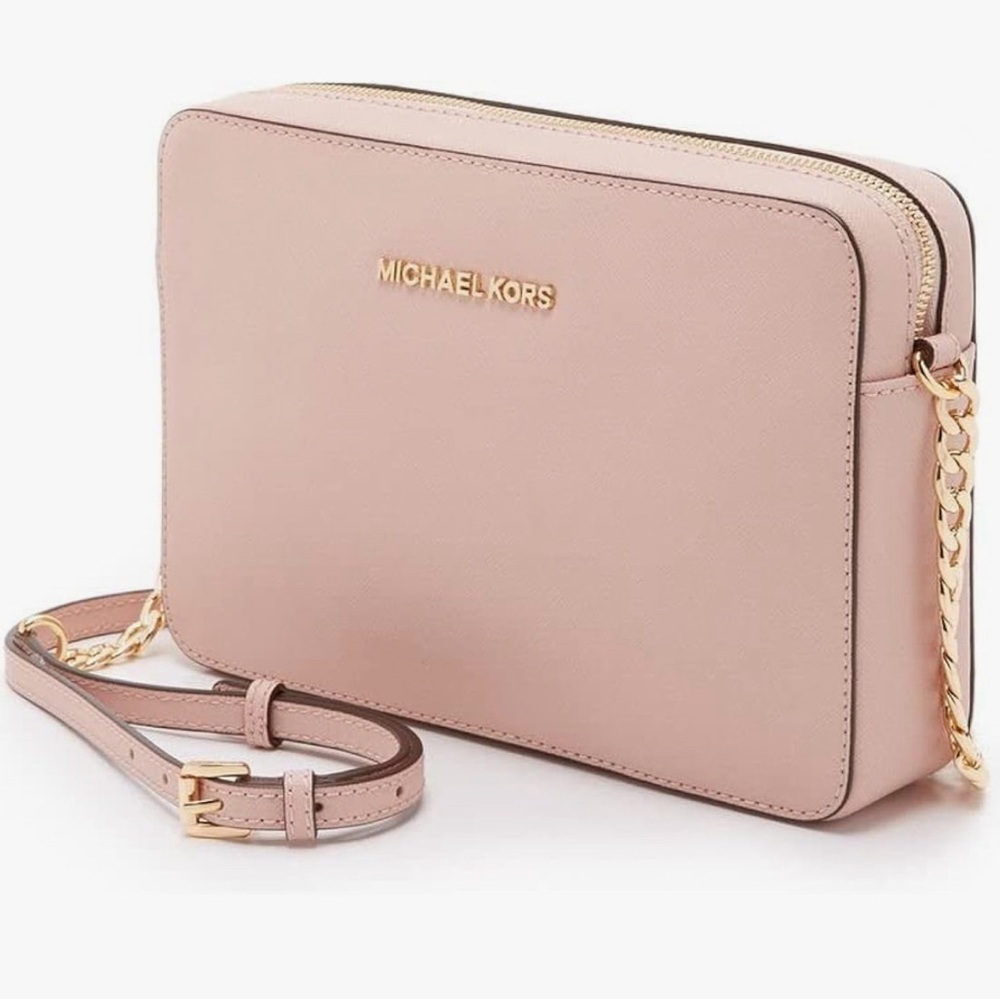 Michael Kors Handbag Jet Set Powder Pink Leather Crossbody Bag AUTHENTIC